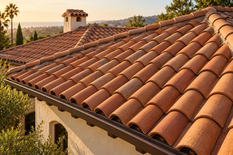 Illustration of a terracotta tile roof on a Southern California home